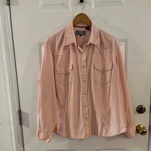 Shyanne Woman's Pink Plus-Size Western Cotton Long Sleeved Blouse Sz 3x